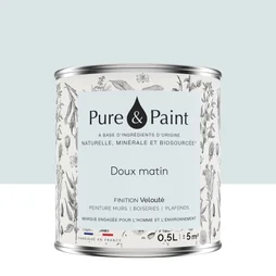 Peinture doux matin mur, plafond et boiserie , PURE  PAINT velours 0.5 l