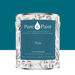 Peinture polo mur, plafond et boiserie , PURE  PAINT velours 2.5 l