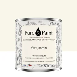 Peinture vert jasmin mur, plafond et boiserie , PURE  PAINT velours 0.5 l