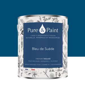 Peinture bleu de suede mur, plafond et boiserie , PUREPAINT velours 2.5 l