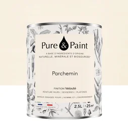 Peinture parchemin mur, plafond et boiserie , PURE  PAINT velours 2.5 l