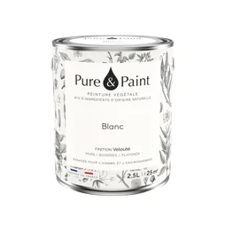 Peinture mur/boiserie/plafond, PURE PAINT, blanc velours, 2.5 litres