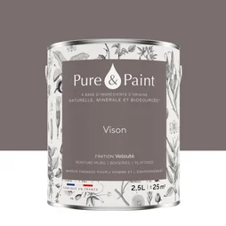 Peinture vison mur, plafond et boiserie , PUREPAINT velours 2.5 l
