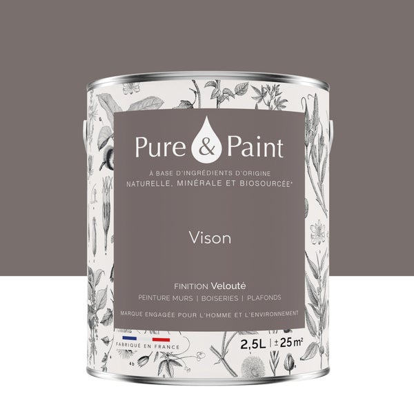 Peinture vison mur, plafond et boiserie , PUREPAINT velours 2.5 l