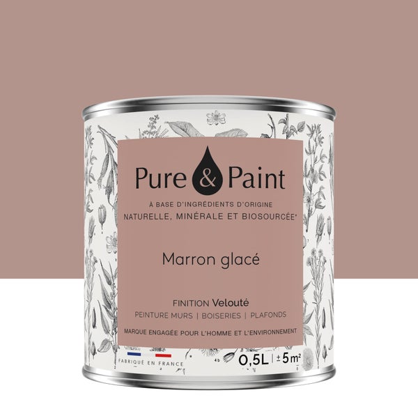 Peinture marron glace mur, plafond et boiserie , PURE  PAINT velours 0.5 l