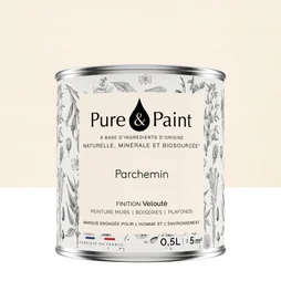 Peinture parchemin mur, plafond et boiserie , PURE  PAINT velours 0.5 l