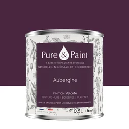 Peinture aubergine mur, plafond et boiserie , PURE  PAINT velours 0.5 l