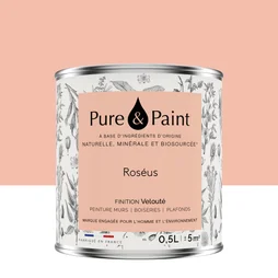 Peinture roseus mur, plafond et boiserie , PURE  PAINT velours 0.5 l