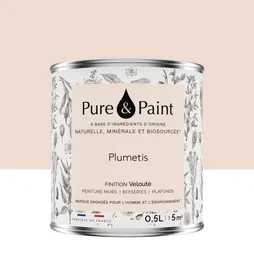 Peinture plumetis mur, plafond et boiserie , PURE  PAINT velours 0.5 l