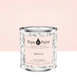 Peinture ballerine mur, plafond et boiserie , PURE  PAINT velours 0.5 l