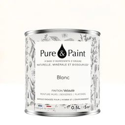 Peinture blanc mur, plafond et boiserie , PUREPAINT velours 0.5 l