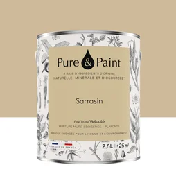 Peinture sarrasin mur, plafond et boiserie , PURE  PAINT velours 2.5 l