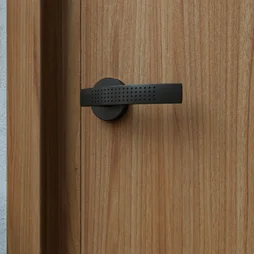Ensemble de porte sur rosace Louna  INSPIRE, peint noir mat sans trou