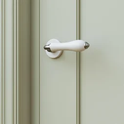 Ensemble de porte sur rosace Maya INSPIRE, ncikel stiné porcelaine blanc sans trou