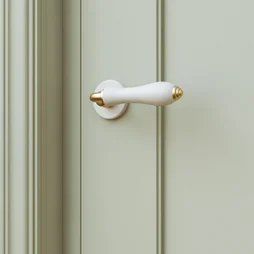 Ensemble de porte sur rosace Maya INSPIRE, laiton porcelaine blanc sans trou