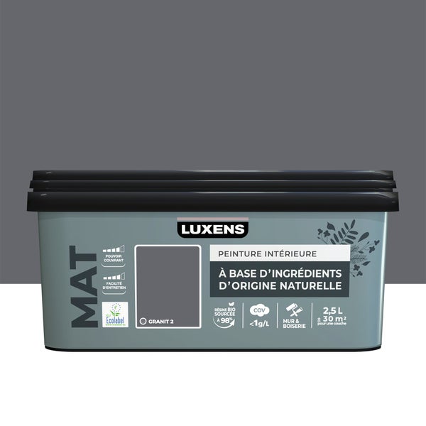 Peinture murs et boiserie LUXENS, mat, gris Granit 2, 2,5L