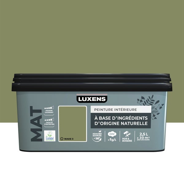 Peinture murs et boiserie LUXENS, mat, vert Wake 3, 2,5L