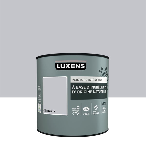 Peinture murs et boiserie LUXENS, mat, gris Granit 5, 0,5L