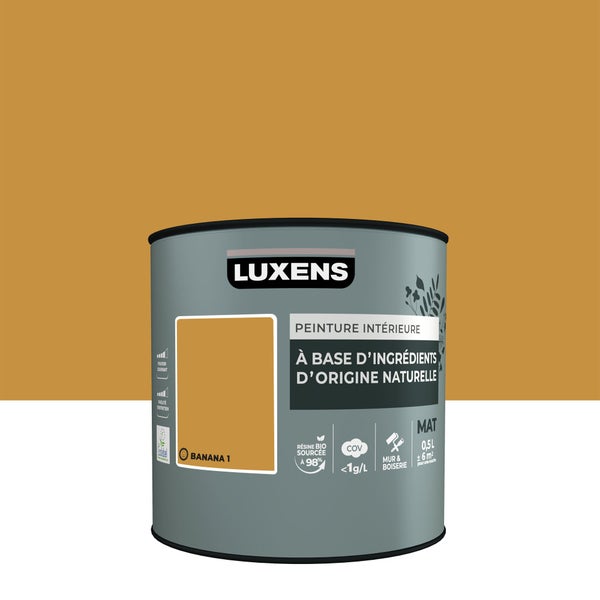 Peinture murs et boiserie LUXENS, mat, jaune Banana 1, 0,5L