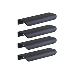 Lot de 4 poignées de meuble Oslo, aluminium noir peint, entraxe 96 mm