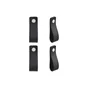 Lot de 4 boutons de meuble rectangulaires Zack, cuir noir peint, l.20 mm
