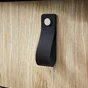 Lot de 4 boutons de meuble rectangulaires Zack, cuir noir peint, l.20 mm