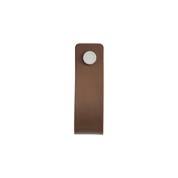 Bouton de meuble rectangulaire Zack, cuir marron foncé peint, l.20 mm