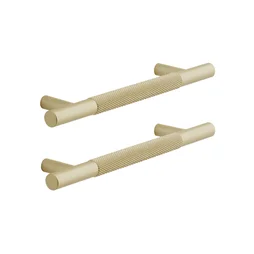 Lot de 2 poignées de meuble Axel, aluminium laiton brossé, entraxe 128 mm