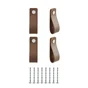 Lot de 4 boutons de meuble rectangulaires Zack, cuir marron foncé verni, l.20 mm