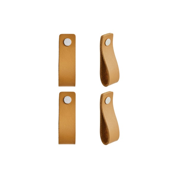 Poignée Zack cuir marron cl lot de 4, INSPIRE