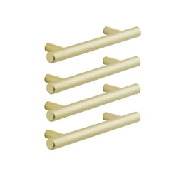 Lot de 4 poignées de meuble Sara, acier laiton brossé, entraxe 96 mm