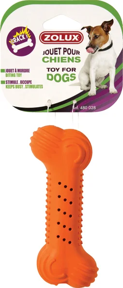 Jouet chien caoutchouc os effet craquant couleur assorties 14cm