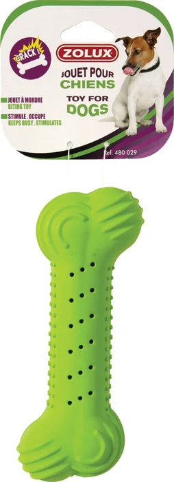 Jouet chien caoutchouc os effet craquant couleur assorties 17cm
