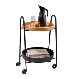 Desserte métal noir et bambou H.76cm