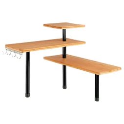 Etagère d'angle bambou 3 niveaux pieds noirs
