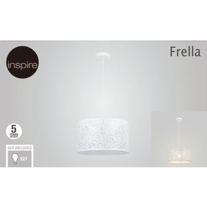 Suspension 1x e27 fer blanc mat INSPIRE Frella D.38 cm