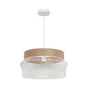 Suspension KANEL diam. 45 cm E27 métal blanc/bois, INSPIRE