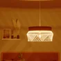 Suspension KANEL diam. 45 cm E27 métal blanc/bois, INSPIRE