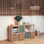 Suspension KANEL diam. 45 cm E27 métal blanc/bois, INSPIRE