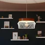 Suspension KANEL diam. 45 cm E27 métal blanc/bois, INSPIRE