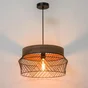 Suspension KANEL, design métal noir/bois, E27, diam. 45 cm, INSPIRE