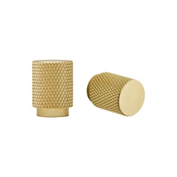 Lot de 2 boutons de meuble Cylindrique Axel, aluminium laiton brossé
