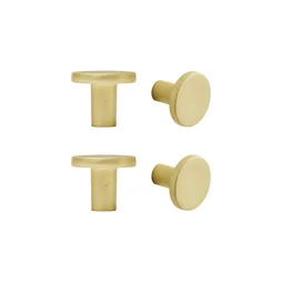Lot de 4 boutons de meuble ronds Benny, aluminium laiton brossé, Diam.25 mm