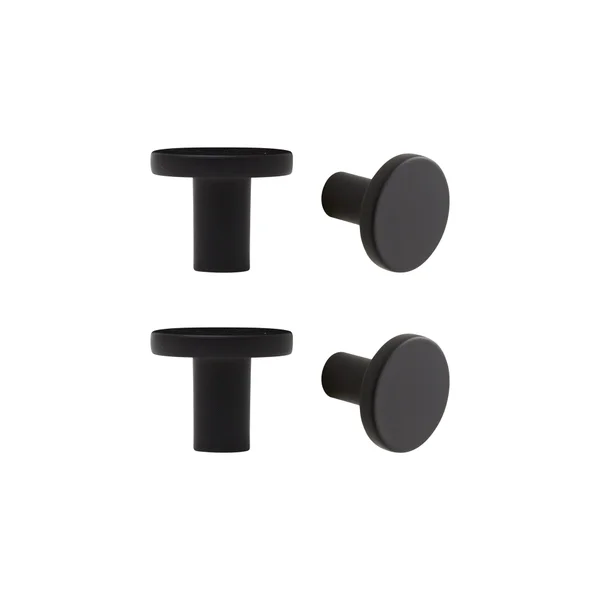 Lot de 4 boutons de meuble ronds Benny, aluminium noir peint, Diam.25 mm