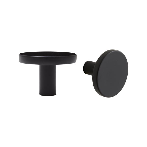 Lot de 2 boutons de meuble ronds Jamy, aluminium noir peint, Diam.35 mm