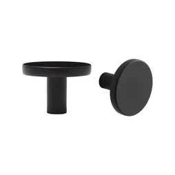 Lot de 2 boutons de meuble ronds Jamy, aluminium noir peint, Diam.35 mm