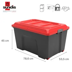 Malle à roulettes Locker noir et rouge 135L