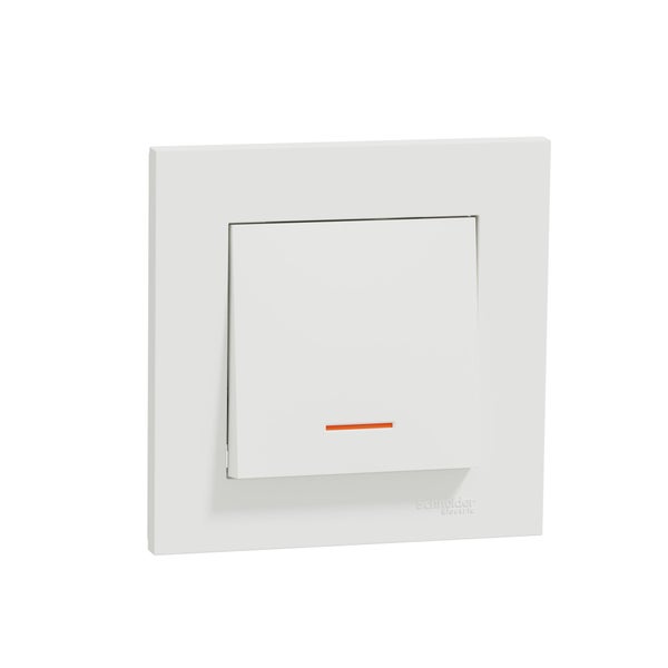 Interrupteur va-et-vient lumineux complet Miluz, SCHNEIDER ELECTRIC, blanc
