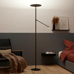 Lampadaire avec liseuse Mirasol, noir,1960lm, H.180 cm