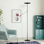 Lampadaire avec liseuse Mirasol, noir,1960lm, H.180 cm